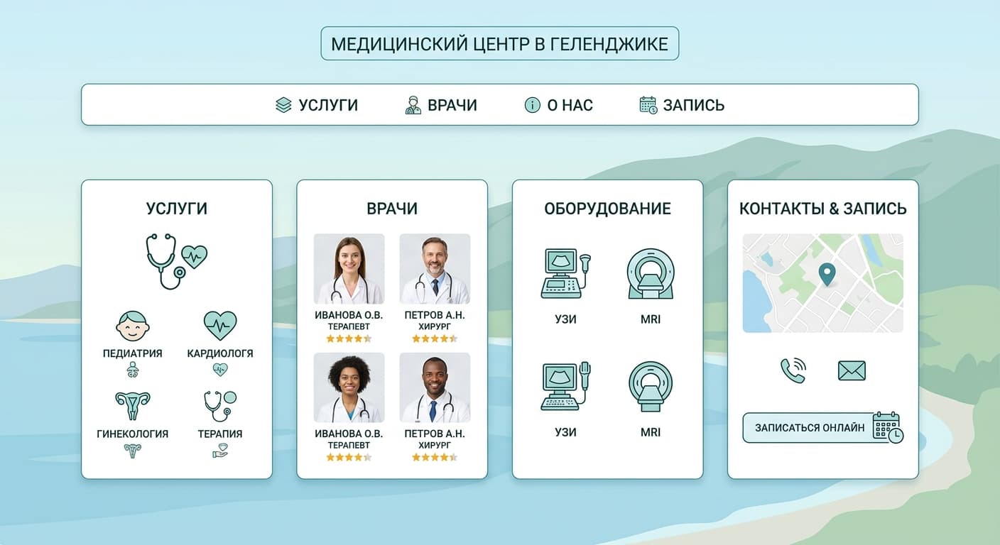 Иллюстрация к статье: Сайт для медицинского центра в Геленджике: как показывать врачей и услуги