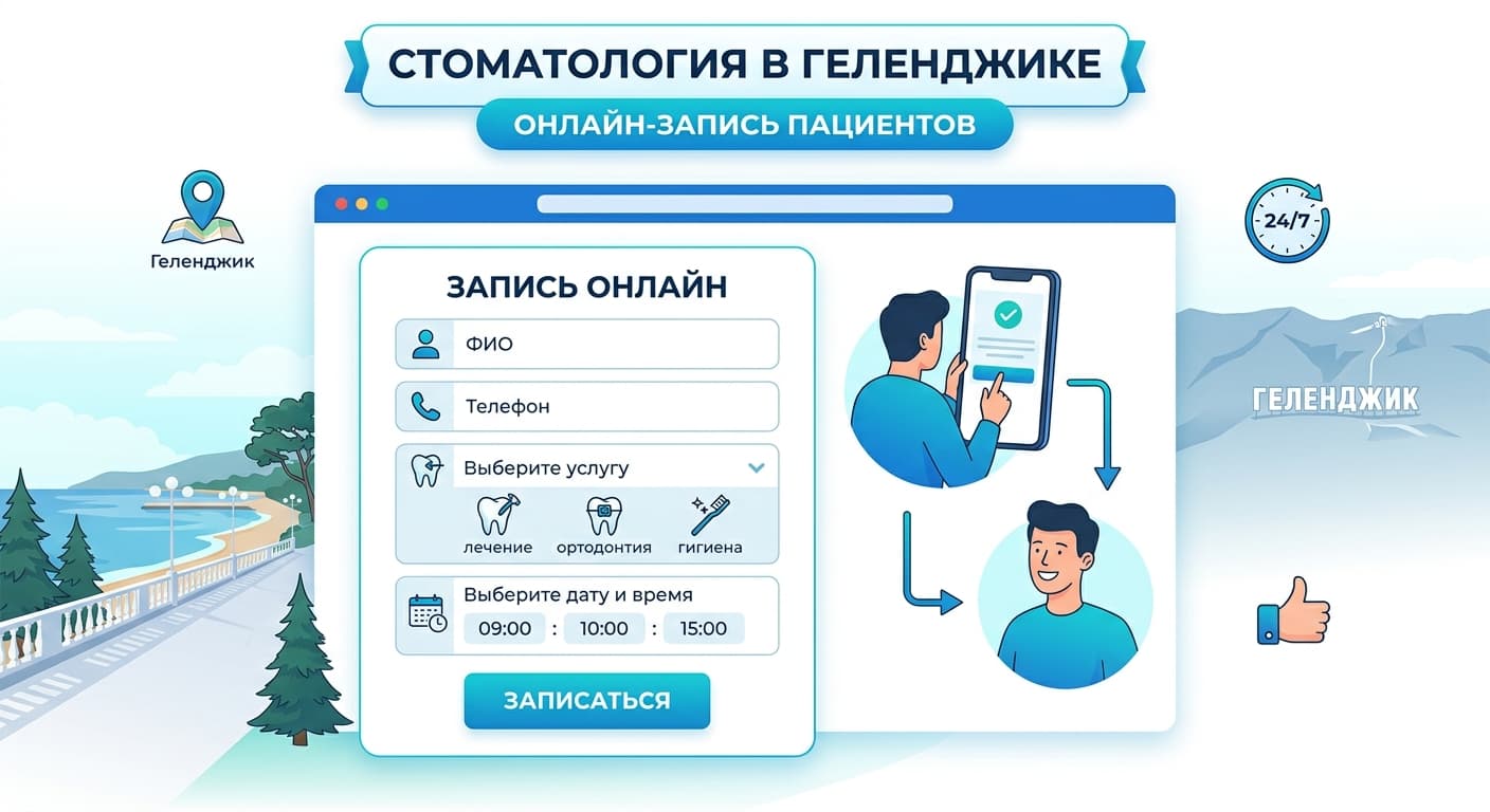 Иллюстрация к статье: Сайт для стоматологии в Геленджике: как записывать пациентов через онлайн-форму