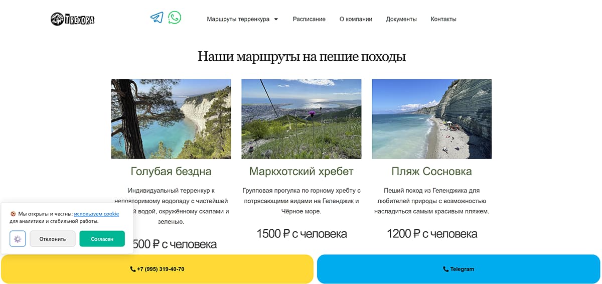 Trekora — Пешие походы и треккинг в Геленджике: Техническая поддержка и развитие сайта